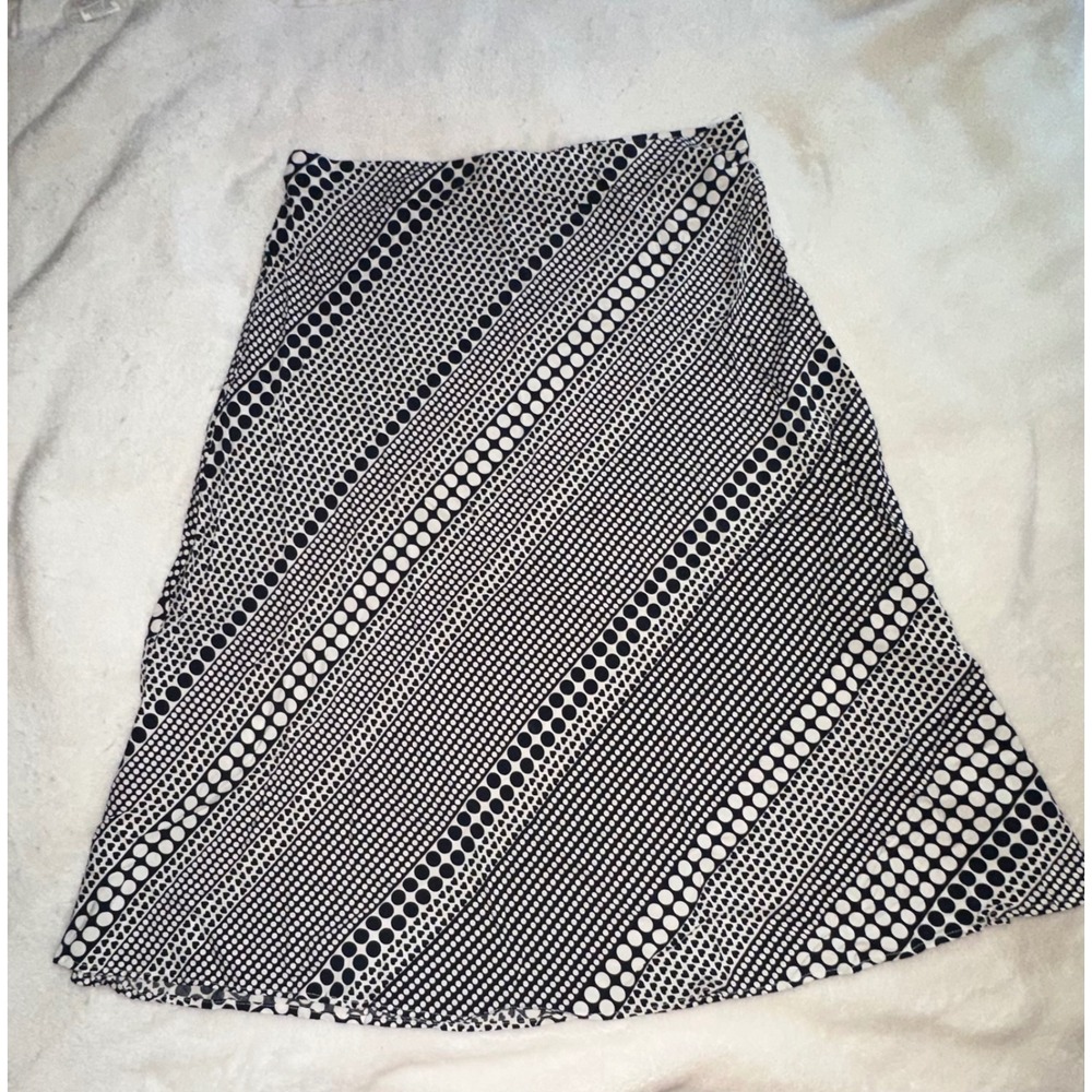 Philosophy Republic Skirt A-Line Black White Polka Dot Print‎ L/G